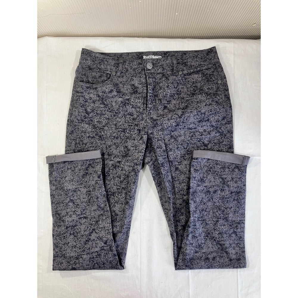 RuffHewn Womens Gray Damask Print Slim‎ Straight Stretch Jeans Size 4/10